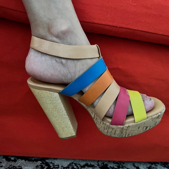 ๐ Kork-Ease EMMA Platform Caged Sandal size 7 7.5 Rainbow Colors -EXCELLENT UC - Picture 2 of 14